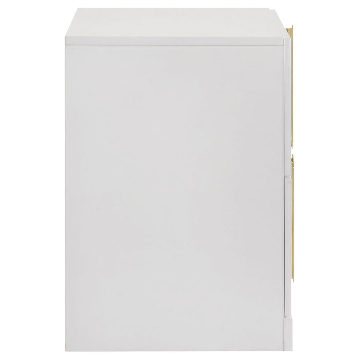 Ines 2-drawer Nightstand Bedside Table White High Gloss