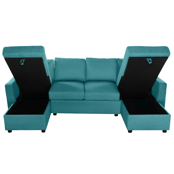 Convertible Sectional Sofa With Storage Chaise Lounges And USB Ports