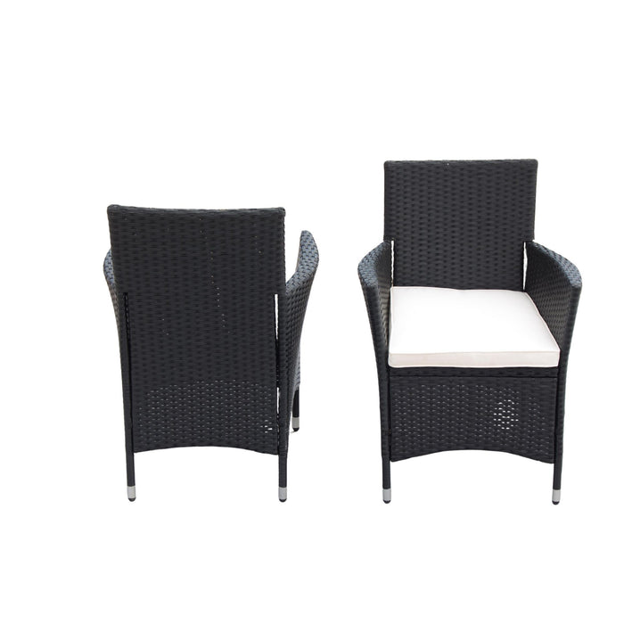 Outdoor Patio Wicker Dining Set With Acacia Wood Top