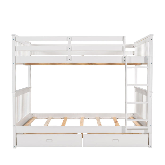 Bunk Bed With Ladders And 2 Storage Drawers