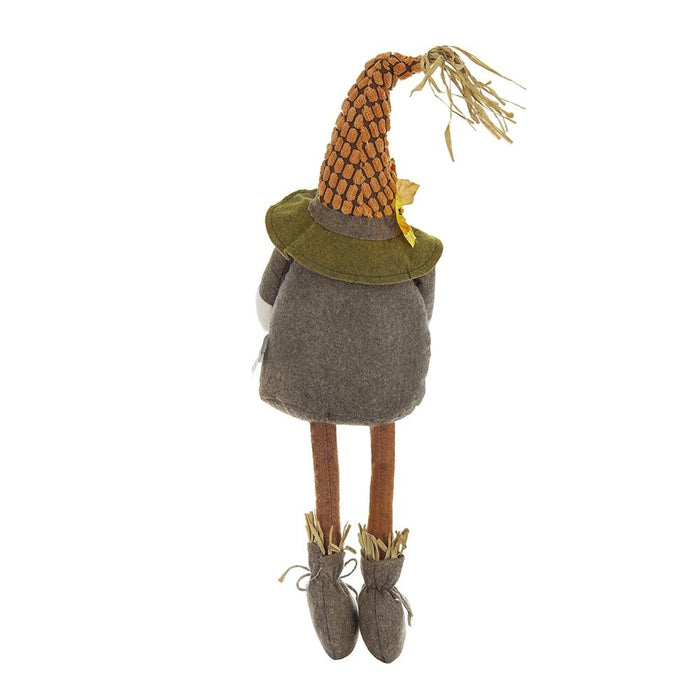 Sitting Gnome With Maple Leaf, For Holiday Harvest Festival Fall Festival & Thanksgiving Table Decorations (Set of 2) - Orange Multi