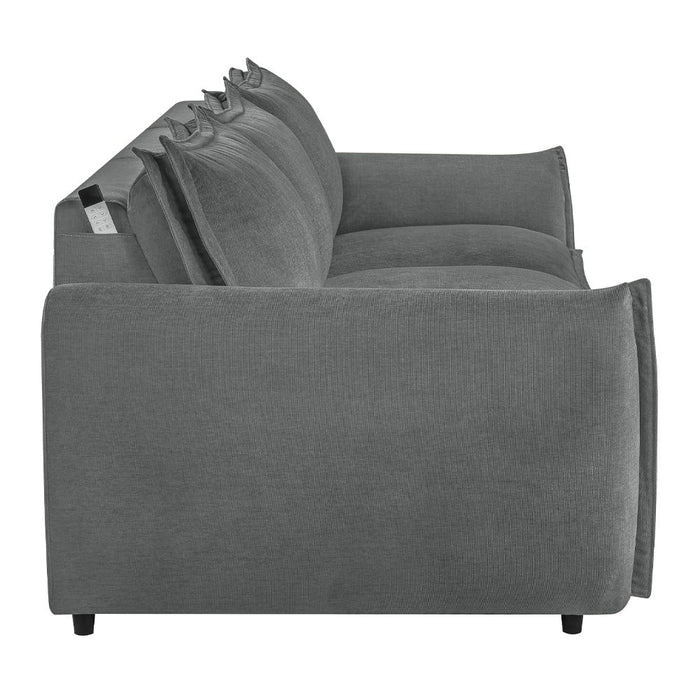 Eaden - Power Sofa With Sleeper - Gray Chenille
