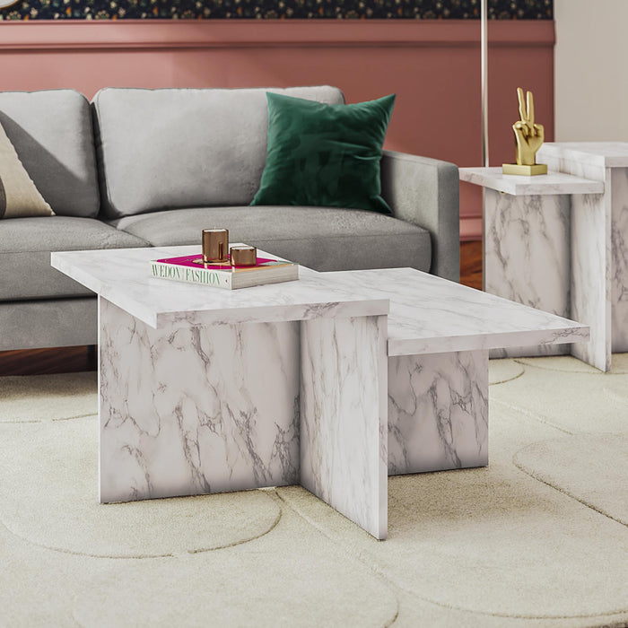 Brielle - 2 Tiered Coffee Table - White Marble