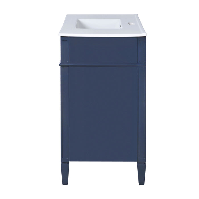 Bathroom Vanity With Top Sink, Modern Bathroom Storage Cabinet, 2 Drawers And A Tip-Out Drawer, Single Sink Bathroom Vanity - Blue