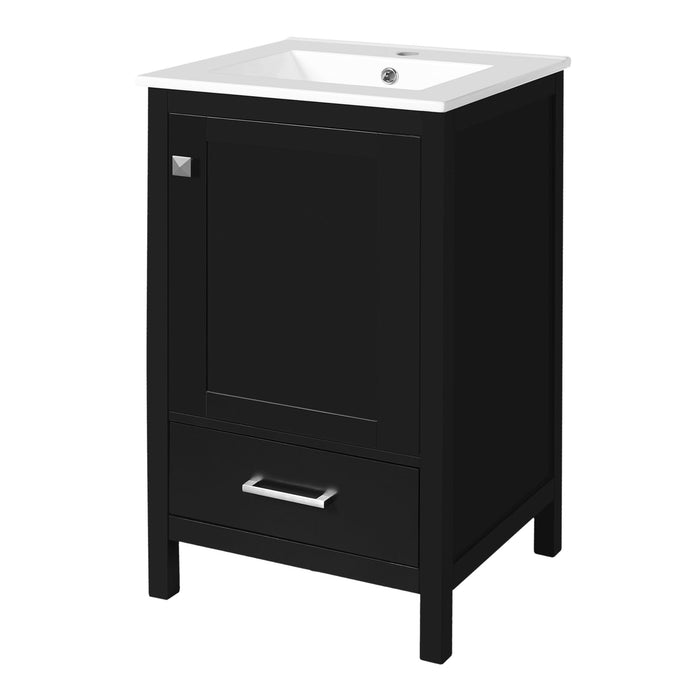 Bathroom Vanity With Ceramic Sink, Soft Close Drawers, Door Organizer, Divider Drawer, Adjustable Foot Pads