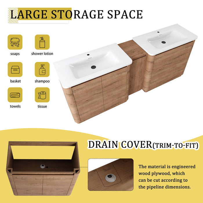 Soft Close Door Freestanding Bathroom Vanity With Sink, 1 Small Storage Cabinet