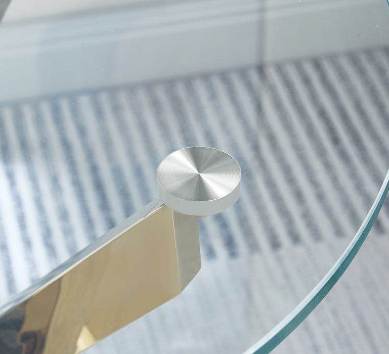 Modern Round Tempered Glass Table With Chrome Legs