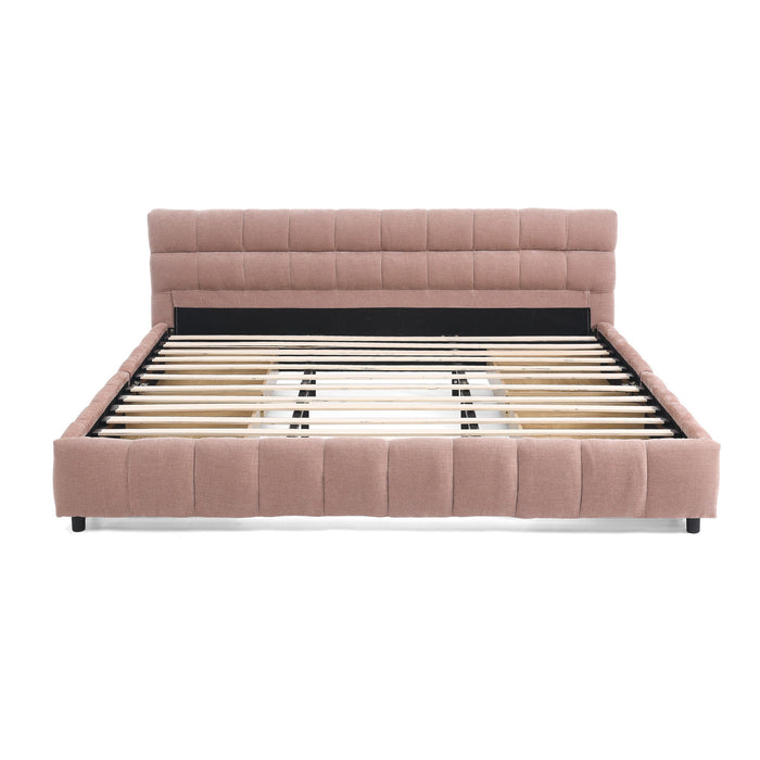 Modern Platform Bed Frame With Thick Chenille Fabric