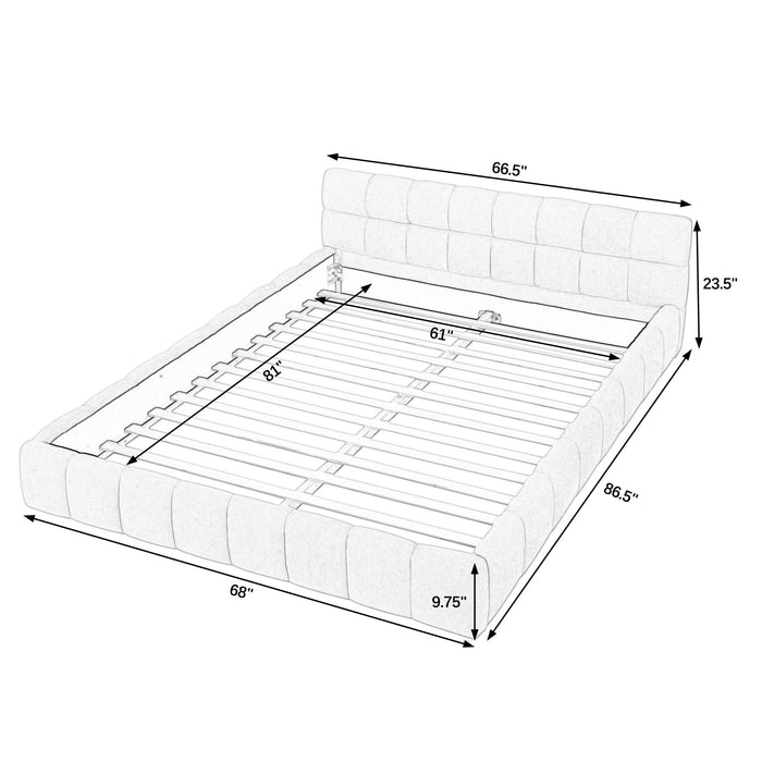 Modern Platform Bed Frame With Thick Chenille Fabric