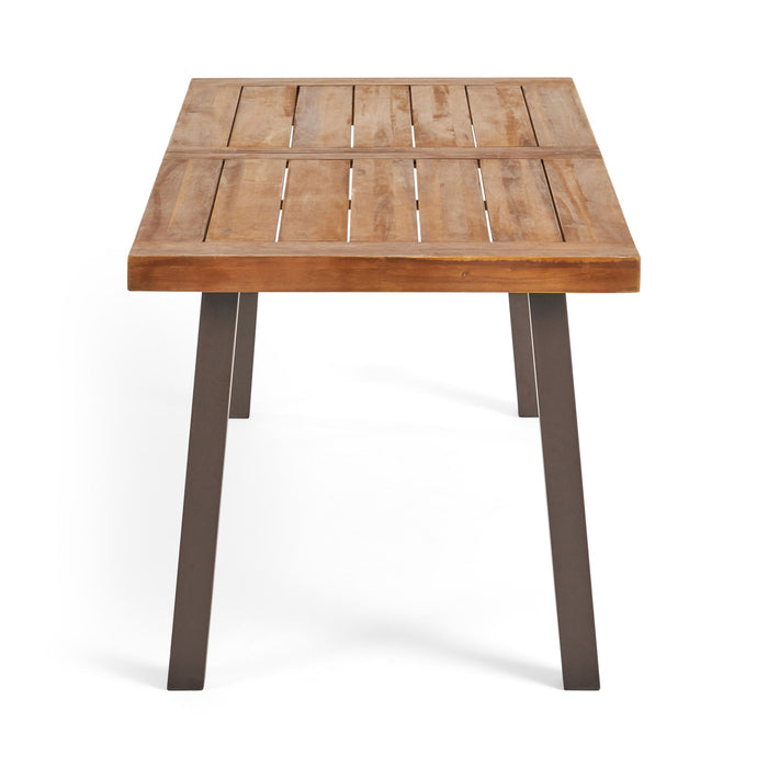 Della - Modern Industrial Dining Table With Acacia Wood Top - Teak
