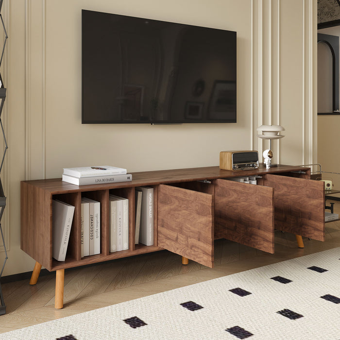 TV Stand, Cabinet For Living Room, Fits TVs Up To 80" - Walnut
