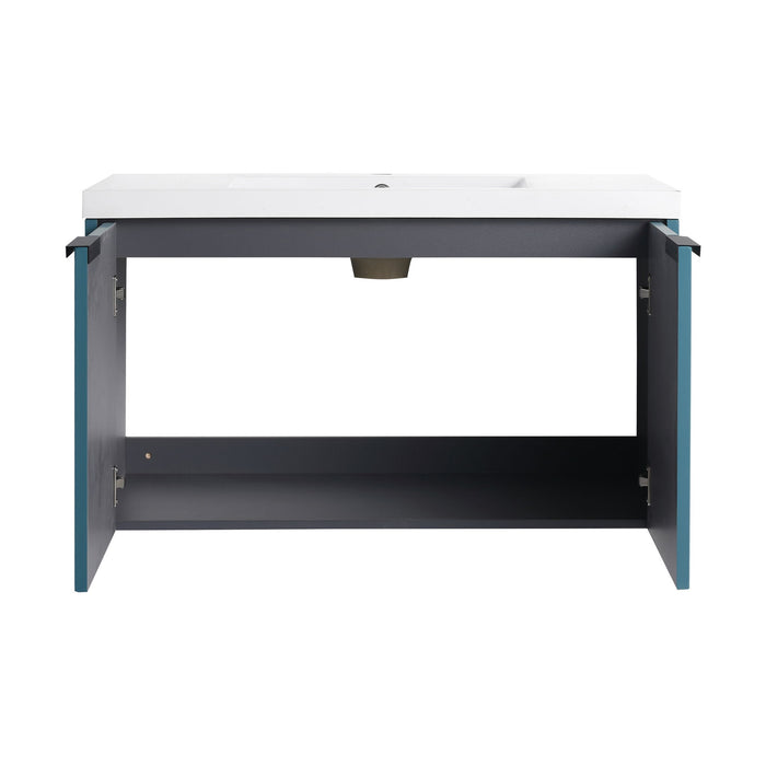 Contemporary Wall Mounted Bathroom Vanity With Resin Double Sink