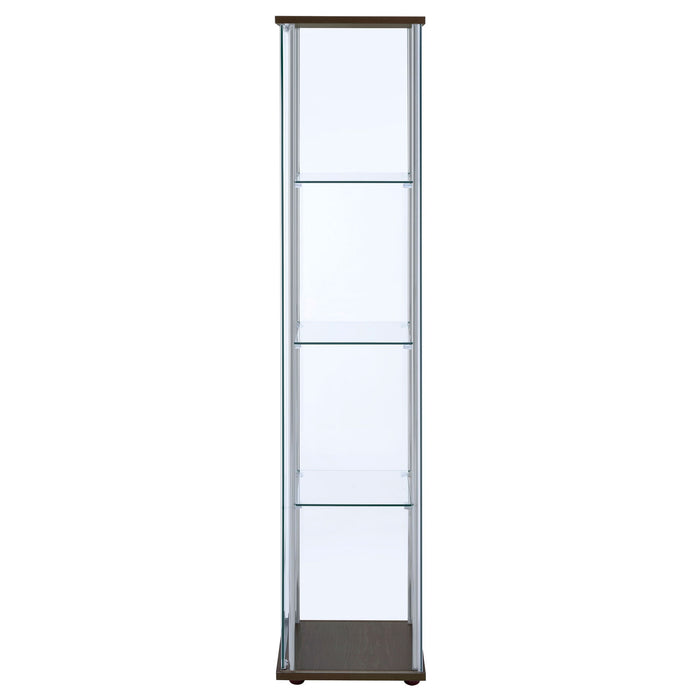 Bellatrix 3-shelf Clear Glass Curio Cabinet Cappuccino