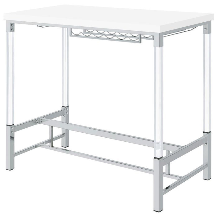 Norcrest - Acrylic Leg Bar Table - White High Gloss