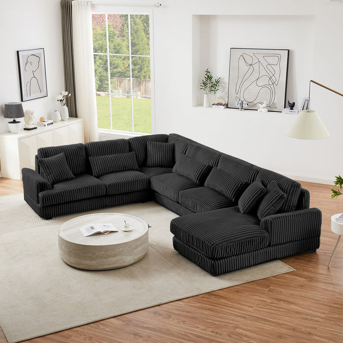 Oversized Sectional Sofa U - Shaped Sofa Couch Modern Sofa Upholstered In Soft Corduroy With A Chaise Lounge For Living Room