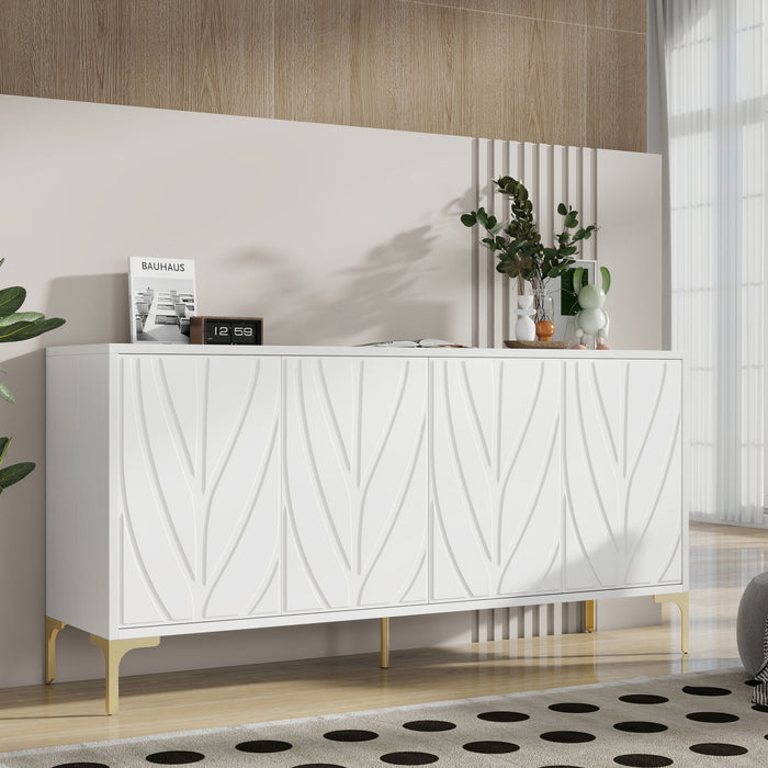 Modern Sideboard Buffet Cabinet With Handleless Press To Open Design With 4 Doors
