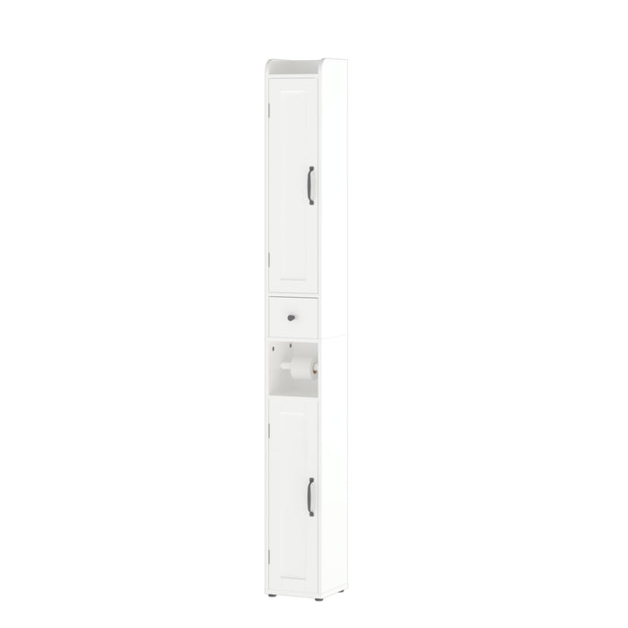 Slim Tall Bathroom Storage Cabinet With Adjustable Shelves, 2 Doors Freestanding Cabinet - White