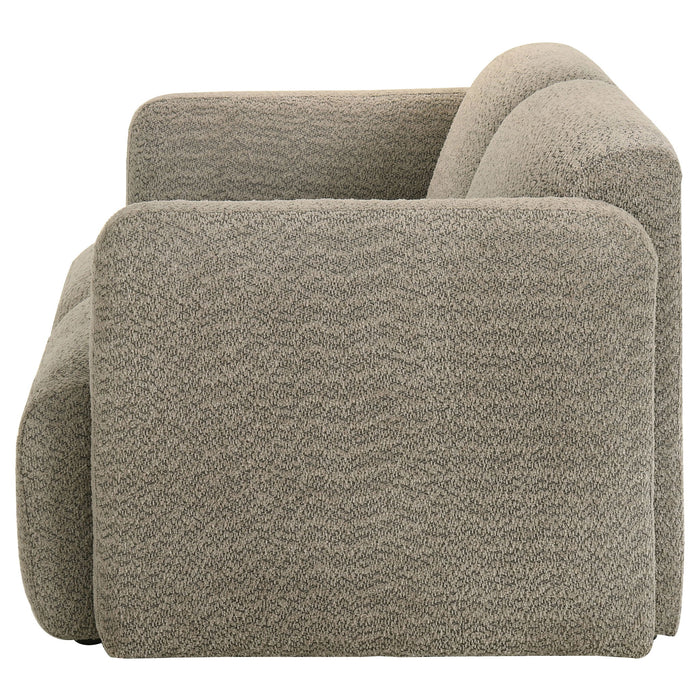 Dorset Fabric Upholstered Round Track Arm Loveseat Brown