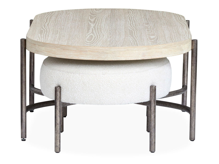Jennings - Oval Cocktail Table With Two Ottomans - Edgecomb Gray And Weathered Antique Nickel