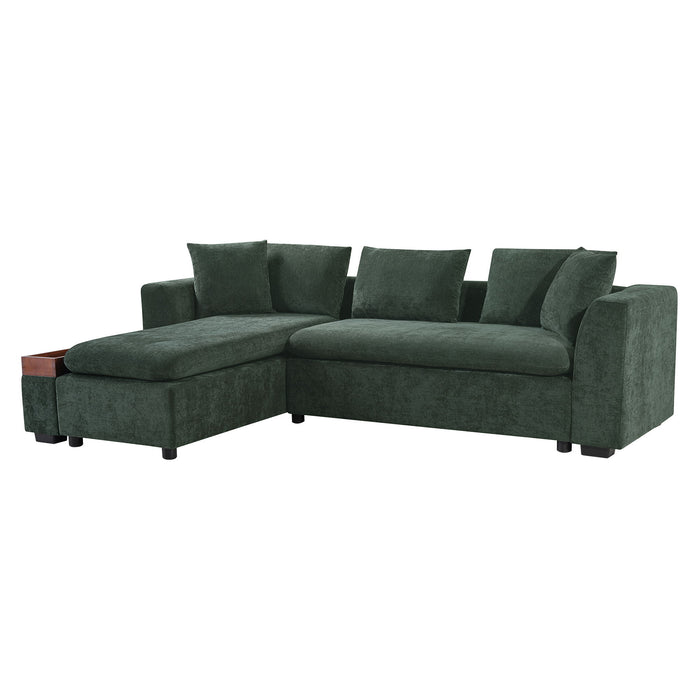 Modern L Shaped Sectional Sofa With Chenille Upholstery And Wooden Storage
