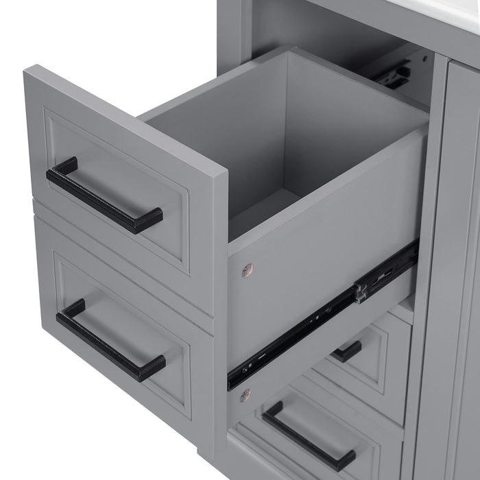 Bathroom Vanity With Sink, Soft Close Doors, Adjustable Shelf & 3 Drawers