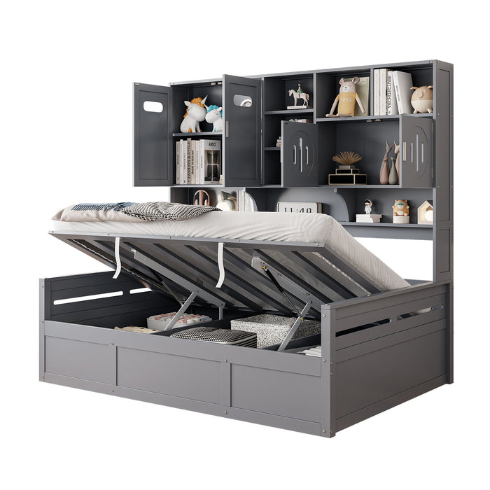 Daybed With All-In-One Cabinet And Shelf