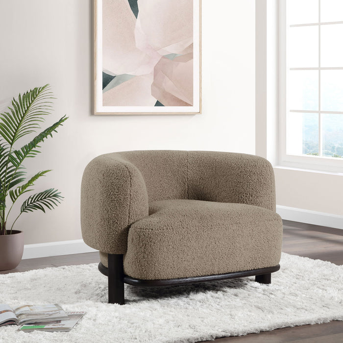 Lawler Upholstered Barrel Back Accent Chair Brown and Black
