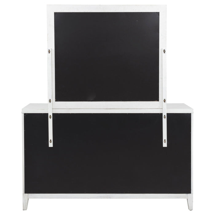 Marielle 6-drawer Dresser with Mirror Distressed White