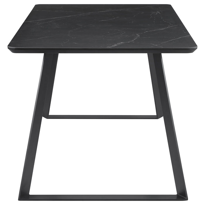 Smith - 7-Piece Rectangular Dining Set With Ceramic Table Top - Black And Gunmetal