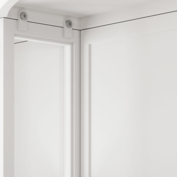 Arched Glass Double Door Wardrobe With Shatterproof Mirror, Open Shelf & Towel Rack