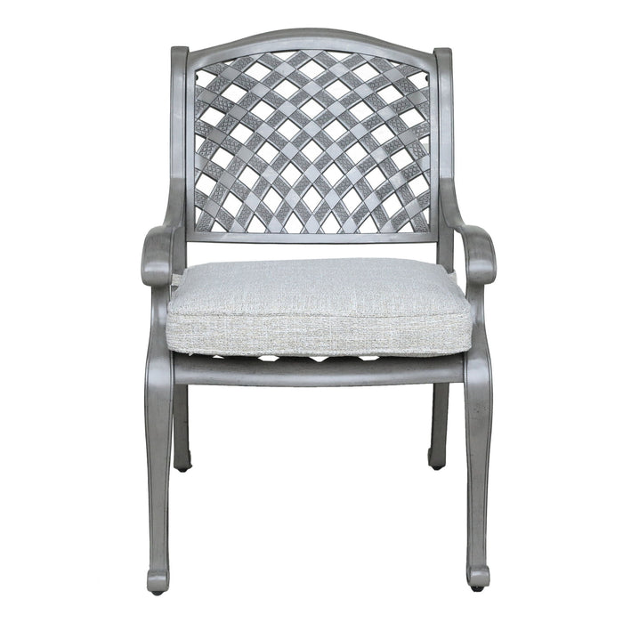 Indoor Outdoor Aluminum Dining Chair With Cushion, Golden Gauze