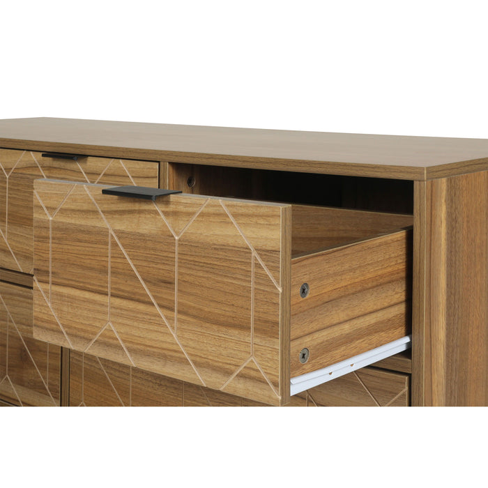 Modern 7 Drawer Dresser Cabinet - Walnut