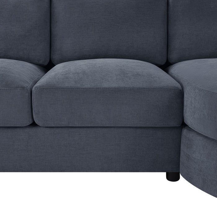 Modern L-Shaped Sectional Sofa With Curved Chaise, USB Ports, And Side Storage Pockets