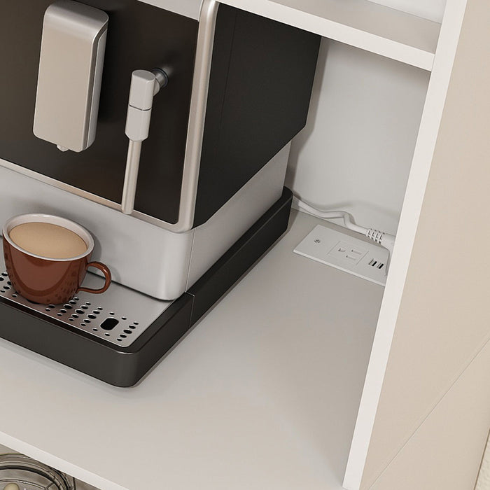 Modern Farmhouse Buffet Cabinet With Hutch Kitchen Storage Sideboard With Drawers & Barn Doors - White