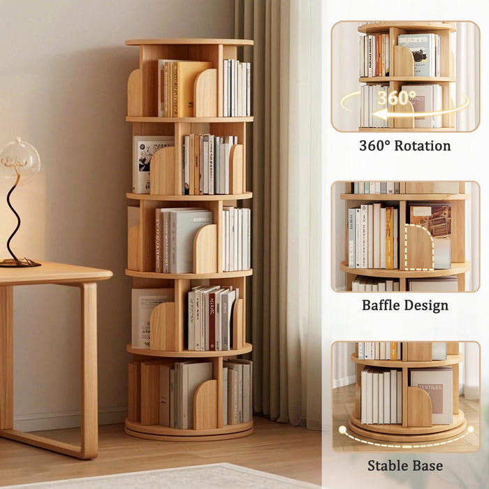 5 Tier Rotating Bookshelf, Spinning Design