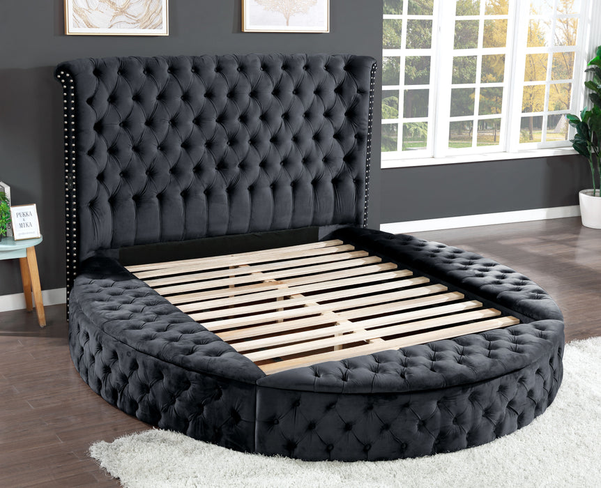 Hazel Queen 5 Pieces Bedroom Set Made With Wood In Black Color