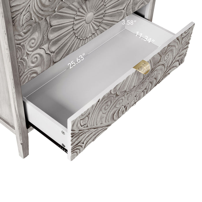 3 Drawer Cabinet, American Furniture, Suitable For Bedroom, Living Room - Light Gray