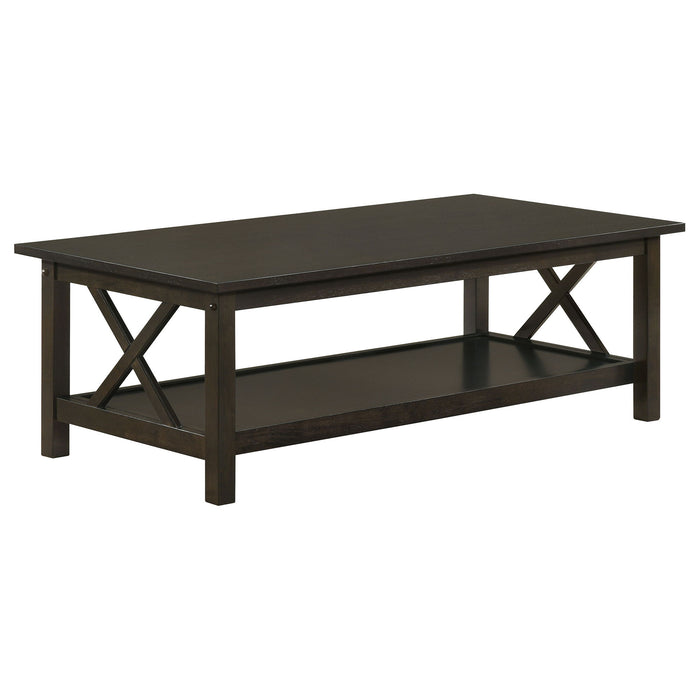 Rachelle 3-piece Rectangular Coffee Table Set Deep Merlot