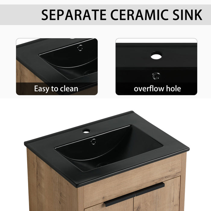 Freestanding Bathroom Vanity With Sink, Storage Cabinets, Soft Closing Doors