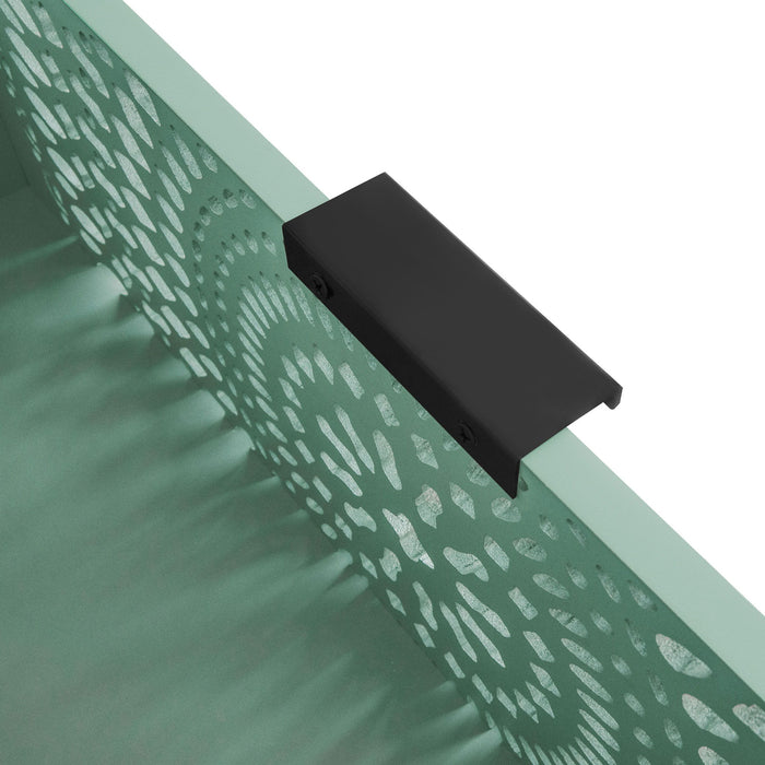 3 Drawer Storage Cabinet With Hollow Carved Design And Metal Handles, Chest For Entryway, Living Room Or Bedroom - Light Green