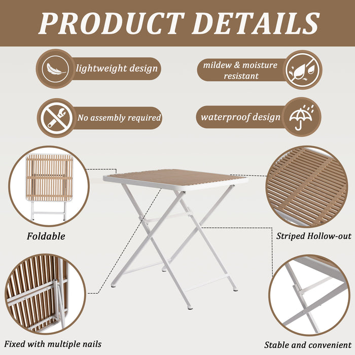 4 Piece Set Of Modern Striped Single Chairs With Folding Square Table