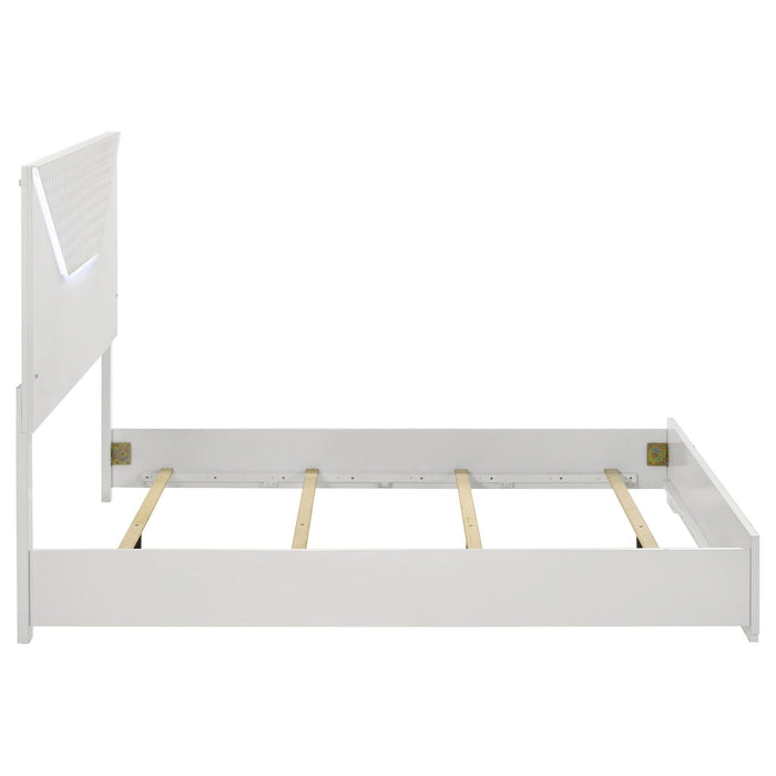 Ives Queen Panel Bed LED Headboard White High Gloss