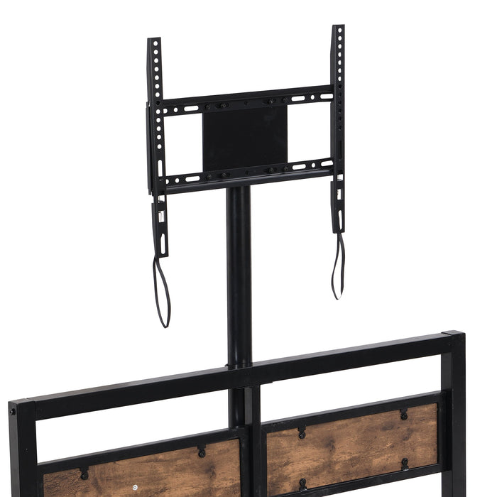 Twin Size Platform Bed With Headboard And Footboard, 2 Storage Drawers And Rotatable TV Stand - Black