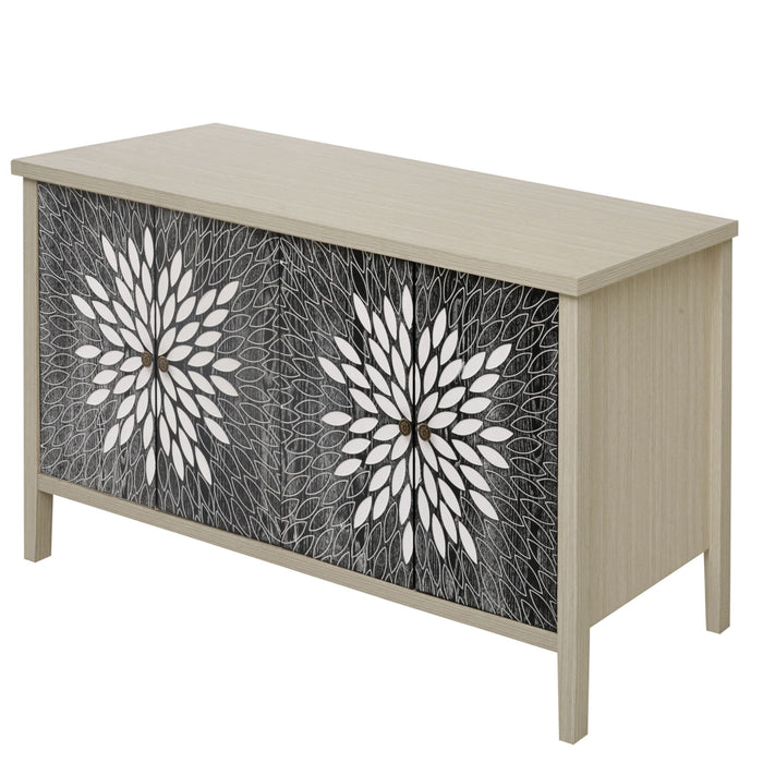 Modern Storage Cabinet With 4 Doors & Adjustable Shelves