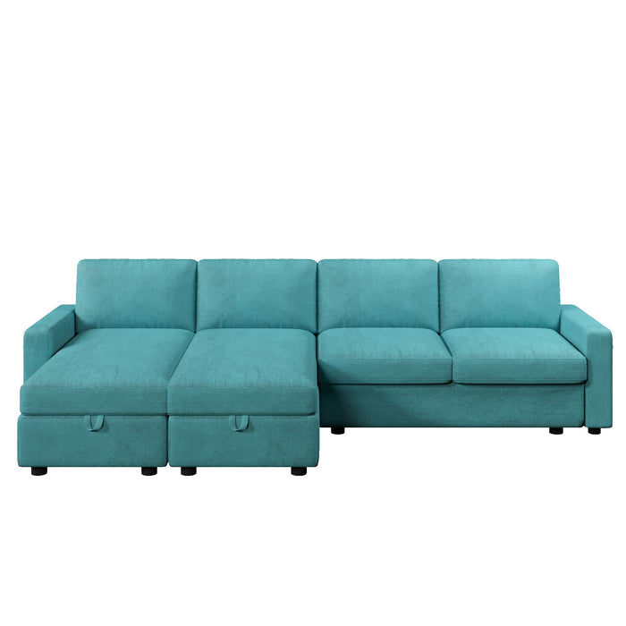 Convertible Sectional Sofa With Storage Chaise Lounges And USB Ports