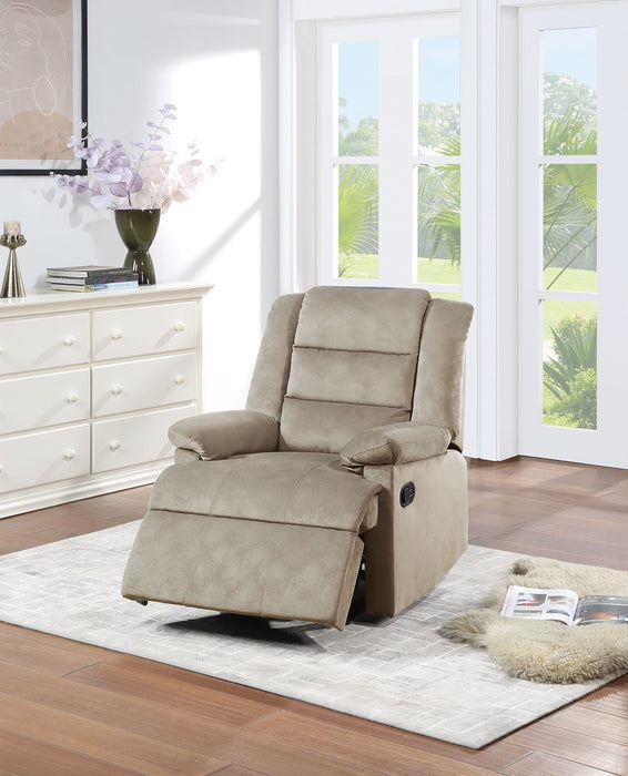 Contemporary Beige Color Velvet Fabric Recliner Motion Recliner Chair Couch Manual Motion Plush Armrest Living Room Furniture