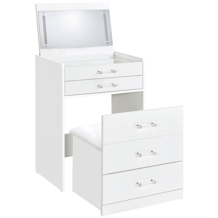 Ayuba - 3 Drawer Makeup Vanity Table With Mirror And Stool