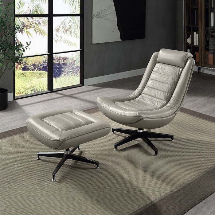 Piran - Accent Chair With Swivel - Twilight Top Grain Leather