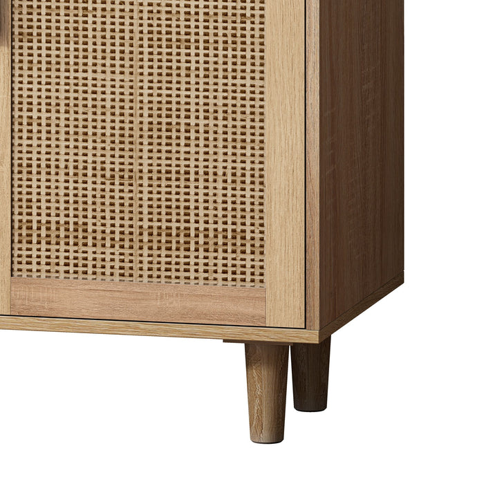 Elegant And Functional Rattan Decorative Storage Cabinet With 4 Doors