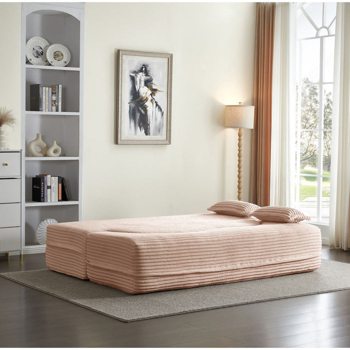 Floor Convertible Sleeper Sofa Bed With 2 Pillows